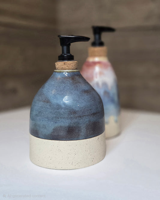 Large blue soap dispenser