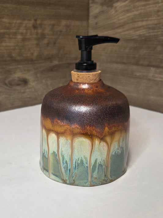 Copper and Turquoise Soap Dispenser